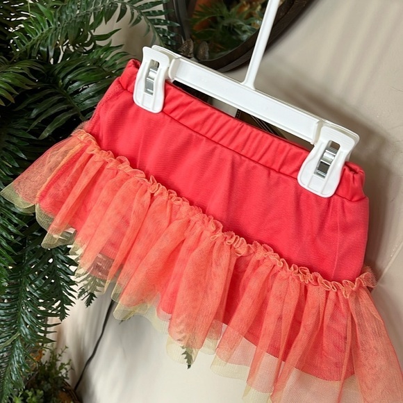 Brand New Little Lass 2-Piece Set Orange & Yellow Floral Mesh Top Ruffle Skirt - Picture 8 of 15